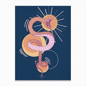 Navy Colourful Snake Illustration Canvas Print