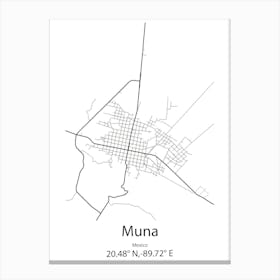 Muna,Mexico Minimalist Map Canvas Print