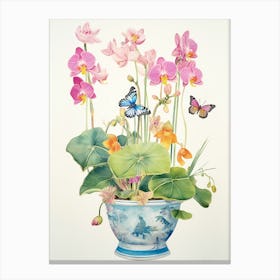 Orchids And Butterflies 2 Canvas Print