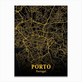 Porto Gold City Map 1 Canvas Print