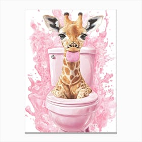 Giraffe In The Toilet Canvas Print