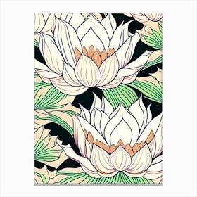 Lotus Flower Repeat Pattern Abstract Line Drawing 2 Canvas Print