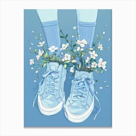 Blue Girl Shoes With Flowers 4 Canvas Print