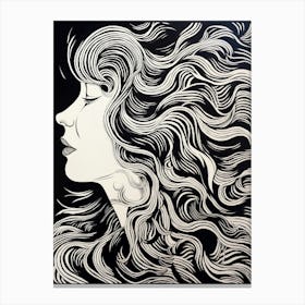 Hair In The Wind Face Portrait 3 Canvas Print