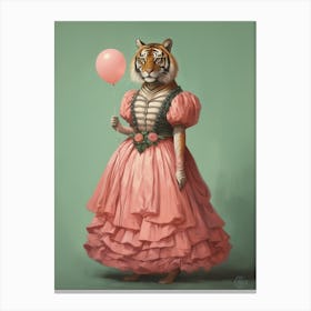 Tiger Illustrations Wearing A Ball Gown 2 Canvas Print