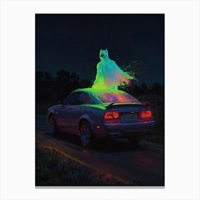 Batman On A Car Canvas Print