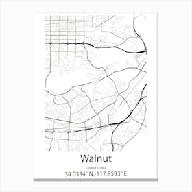 Walnut Park,United States Minimalist Map Stampe su tela