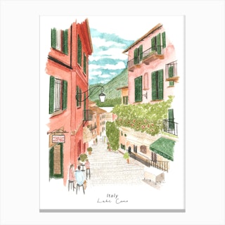 Lake Como Italy Travel Art Print Canvas Print