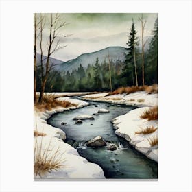 Snowy Stream Canvas Print