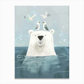 Polar Bear With Birds 1 Canvas Print