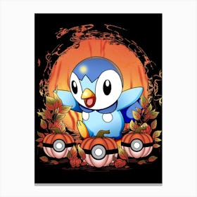 Piplup Spooky Night - Pokemon Halloween Canvas Print