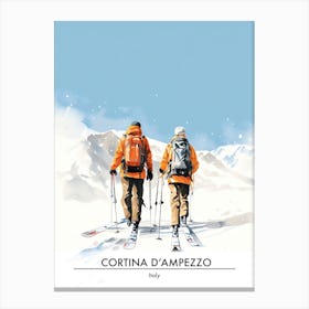 Cortina D Ampezzo   Italy, Ski Resort Poster Illustration 0 Canvas Print