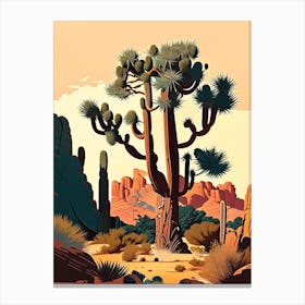 Joshua Trees In Grand Canyon Retro Illustration (2) Canvas Print