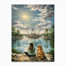 Girl And A Dog Canvas Print