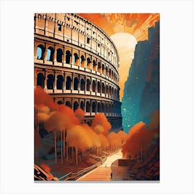 The Colosseum ROME ~ Futuristic Sci-Fi Trippy Surrealism Modern Digital Mandala Awakening Fractals Spiritual Artwork Psychedelic Colorful Cubic Abstract Universe Canvas Print