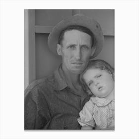 Migrant Worker And His Child At The Agua Fria Migratory Labor Camp, Arizona By Russell Lee Canvas Print