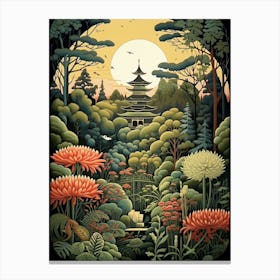 Ninna Ji Temple Japan Henri Rousseau Style 3 Canvas Print