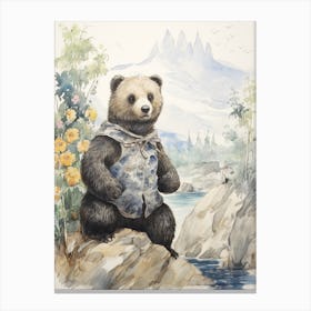 Storybook Animal Watercolour Sea Otter 1 Canvas Print