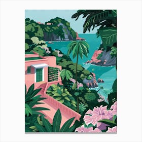Pink House On The Beach Canvas Print