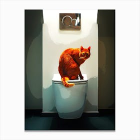 Cat On The Toilet Canvas Print