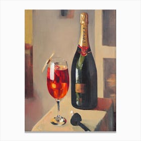 Champagne Oil Painting Cocktail Poster Canvas Print