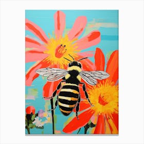 Colour Burst Floral Bees 1 Canvas Print
