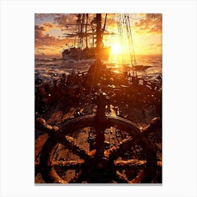 Sunset On A Ship Canvas Print