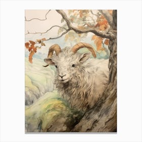 Storybook Animal Watercolour Ram 1 Canvas Print