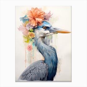 Bird With A Flower Crown Great Blue Heron 4 Canvas Print