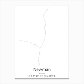 Newman,Australia Minimalist Map Canvas Print