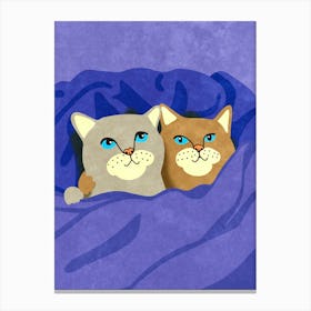 Cats in bed Canvas Print