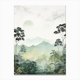 Watercolour Of Danum Valley Conservation Area   Borneo Malaysia 1 Canvas Print