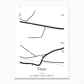 Fron,Norway Minimalist Map Canvas Print