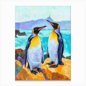 King Penguin Paradise Harbor Colour Block Painting 2 Canvas Print
