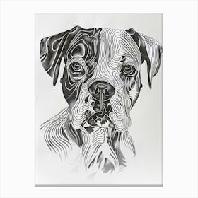 Dog Black & White Line Sketch 1 Canvas Print