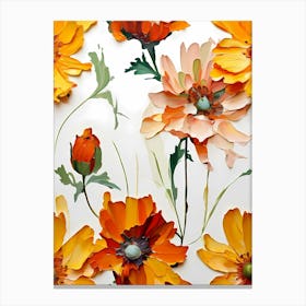 Collage Of Orange Flowers Canvas Print