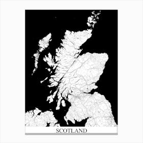 Scotland White Black Map Canvas Print