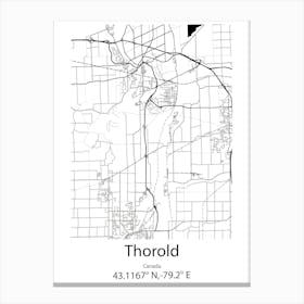 Thorold,Canada Minimalist Map Canvas Print