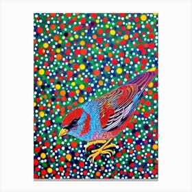 Sparrow Yayoi Kusama Style Illustration Bird Canvas Print