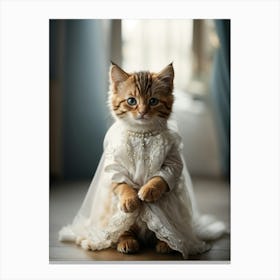 Cute Kitten In A Wedding Dress Canvas Print