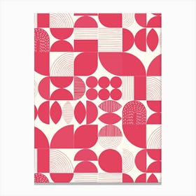 Modern Art Geometric Shapes Fuchsia and White Canvas Print