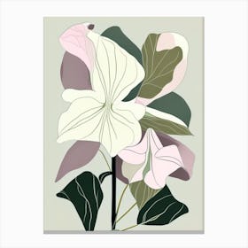 Trillium Wildflower Modern Muted Colours Canvas Print