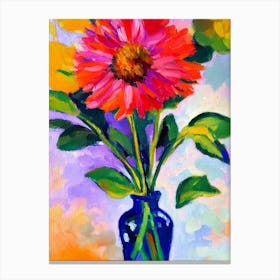 Aster Floral Abstract Block Colour Flower Canvas Print