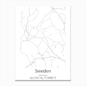 Sweden,United States Minimalist Map Stampe su tela