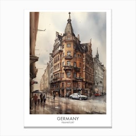 Frankfurt, Germany 2 Watercolor Travel Poster Canvas Print