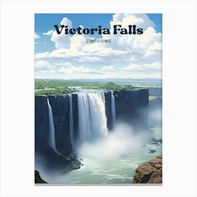 Victoria Falls Zimbabwe Beautiful Travel Illustration Canvas Print