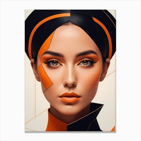 Woman Portrait Minimalism Geometric Pop Art (20) Canvas Print