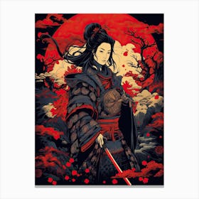 Samurai Ukiyo E Style Illustration 5 Canvas Print
