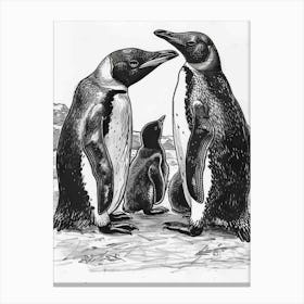 King Penguin Feeding Their Chicks 4 Canvas Print