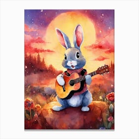 Bunny Playing Guitar Canvas Print